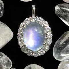 【新品】天然石 アクアマリン ネックレス トップ 銀コーティング ジルコニア