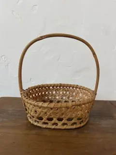 竹製 バスケット かご 小物入れ ハンドル付きのサムネイル