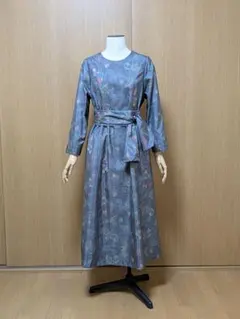着物リメイク　ワンピース　大島紬　Ｍ〜L