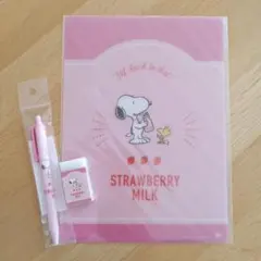 スヌーピー　文房具3点セット　シャープペンシル　下敷き　消しゴム　ストロベリー