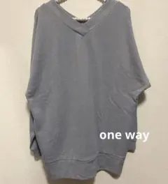 one way Vネック 長袖 プルオーバー グレー フリーサイズ