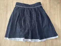 黒スカート　ブラック　レース　ロディスポット　オフィス　デート　バイカラー