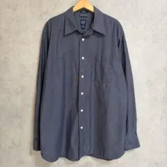 GAP 長袖シャツ RELAXED ダークネイビー グレー M コットンのサムネイル