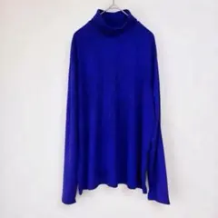 タートルネック カットソー パープル ストレッチ L相当 鮮やか