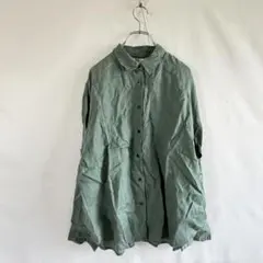 UNIQLO ユニクロ リネンシャツ グリーン Mサイズ 長袖 シャツのサムネイル
