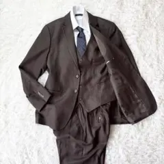 ☆美品☆希少3XLサイズ 3ピーススーツ セットアップ ブラウン
