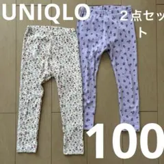 UNIQLO レギンス　100 花柄　リブレギンス　2点セット
