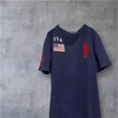 Polo byRalph Lauren /USA国旗刺繍 ネイビー半袖Tシャツのサムネイル