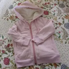 ピンク フリース内側 フード付きパーカー