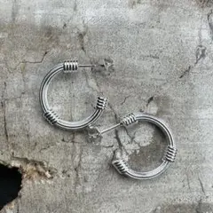 シルバー925 silver パイプモチーフフープピアス/軽研磨仕上げ