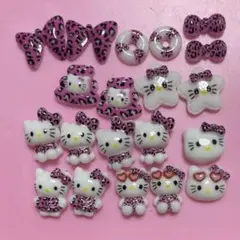 ハローキティ ヒョウ柄 ネイルパーツ 20個セット