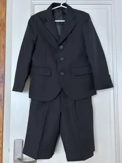 【美品】ピンストライプスーツ 黒 120cm