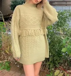 EGOIST 編地デザイン オーバーニット ワンピース グリーン