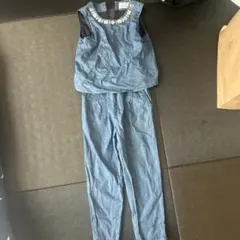 デニムカラー ノースリーブオールインワン