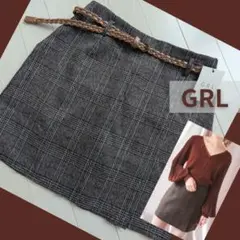 M美品タグ付きGRLインナーパンツ付きタイトスカート＆ベルトセット