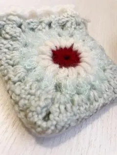 グラニースクエア毛糸巾着袋　巾着　クリームソーダ