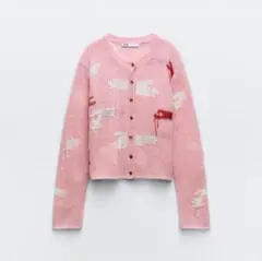 ZARA ジャガードニットカーディガン