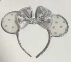 グレー ハート柄カチューシャ　シースルー　ディズニー