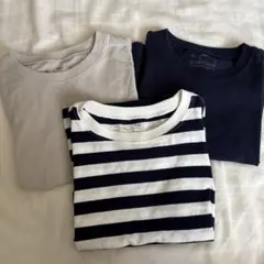 110サイズ Tシャツ 3枚セット (グレー・ネイビー・ストライプ)