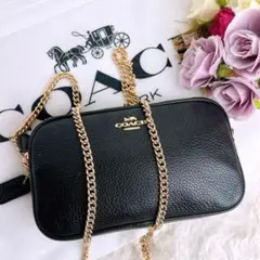 COACH 2WAY チェーンショルダーバッグ 黒 レザー F34602 - メルカリ