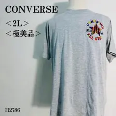 【極美品】コンバース Tシャツ カラフル刺繍ロゴ クルーネック 2L 杢グレー