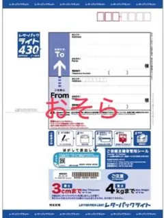 レターパックライト 5枚 ※半分に折りたたみ発送