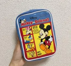 ポーチ　マルチ　スクエア型　ディズニー　レトロ　青　大きめ　かわいい　送料無料