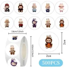 LABUBU ラブブ　防水ステッカー ロールシール 500枚