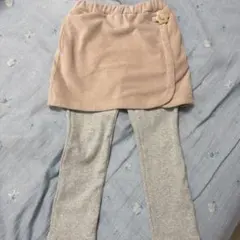 プティマイン　ピンク　花　コーデュロイ　レギンス付きスカート　スカパン　120