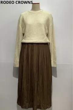 RODEO CROWNS ニットドッキング プリーツワンピース