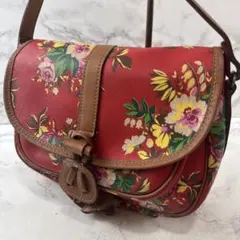 KENZO ケンゾー 花柄PVC×本革 レザー ミニショルダーバッグ 赤(レッド 