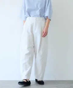 yuni　バックゴムパンツ　デニム　ホワイト　アイボリー　S　コットン100%