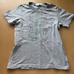 3can4on キッズ Tシャツ 130cm グレー シューズ柄　半袖　夏のサムネイル