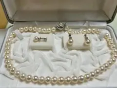 アコヤ真珠　約8-8.5mmネックレス　k14イヤリングセット　鑑別付