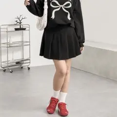 MONO-MART プリーツ　ミニスカート ブラック　フリーサイズ　裏起毛