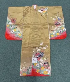 5-046 (保管品) 七五三 7歳 正絹 四つ身着物 襦袢付き 比翼つき - メルカリ