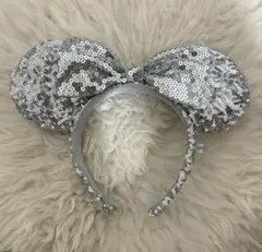 シルバー ミッキー耳カチューシャ