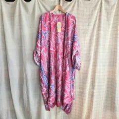 エスニック　レーヨン100%　カーディガン　Aminaコレクション　赤色　羽織りのサムネイル