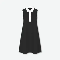 ノースリーブ ポロワンピース ブラック×ホワイトのサムネイル
