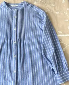 サマンサモスモスブルー コットン ブルー/ホワイト ストライプ シャツワンピース