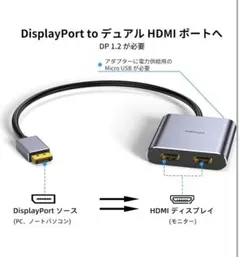 DisplayPort to Dual HDMI アダプター Farlikate