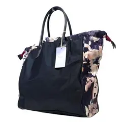 【未使用級✨】ポールスミス　トートバッグ　フローラル切替　ナイロン　ネイビー