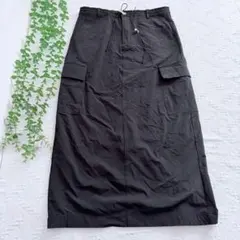 グリーム gleam ナイロンブラックロングスカート ポケット付き