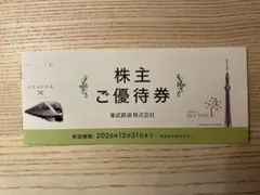 東武鉄道 株主ご優待券 2026年12月31日までのサムネイル