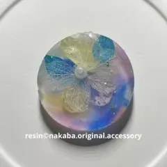 貝殻blue ハンドメイド ヘアゴム ブローチ ポニフ キーホルダー