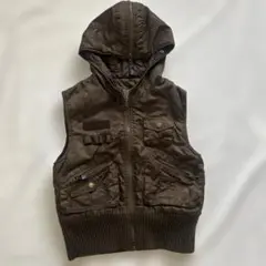 レディース　ブラウンフード付きベスト　M
