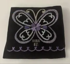 美品 アナスイ ANNA SUI タオルポーチ ハンカチポーチ 蝶 スパンコール
