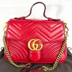 【美品】 GUCCI GGマーモント 2wayバッグ スモールトップハンドル