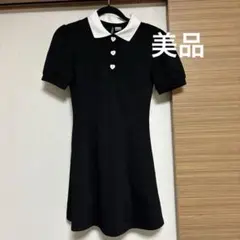 H&M DIVIDED 襟付き 半袖 ワンピース ブラック