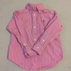 Ralph Lauren ピンクストライプ 長袖シャツ 3/3T☆
